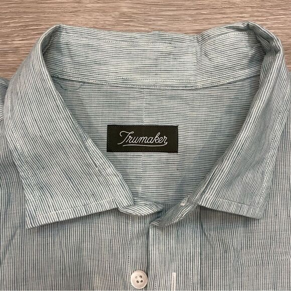 Trumaker Cotton Linen Cashmere Casual Shirt In Light Green - Picture 3 of 6